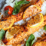 Baked Salmon Tray with Rice & Tomatoes
