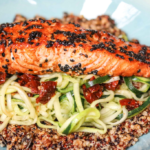 Baked Salmon with Zoodles & Quinoa