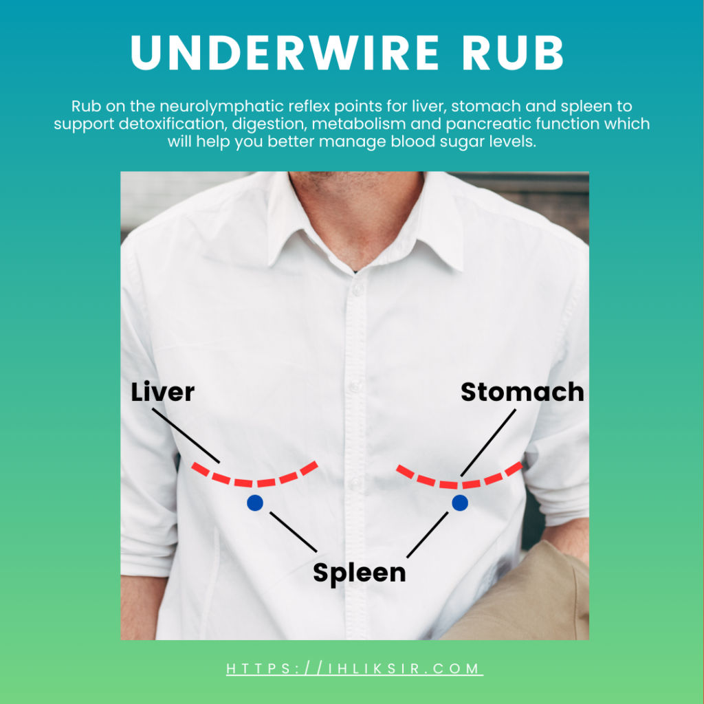 Underwire rub to support liver, spleen & stomach meridians